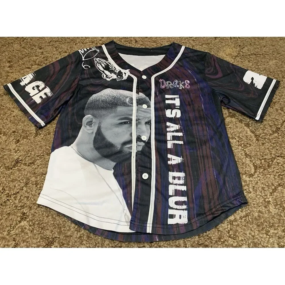 Drake 21 Savage It's All A Blur Tour Baseball Jersey Small Button Up‎ Hip Hop
